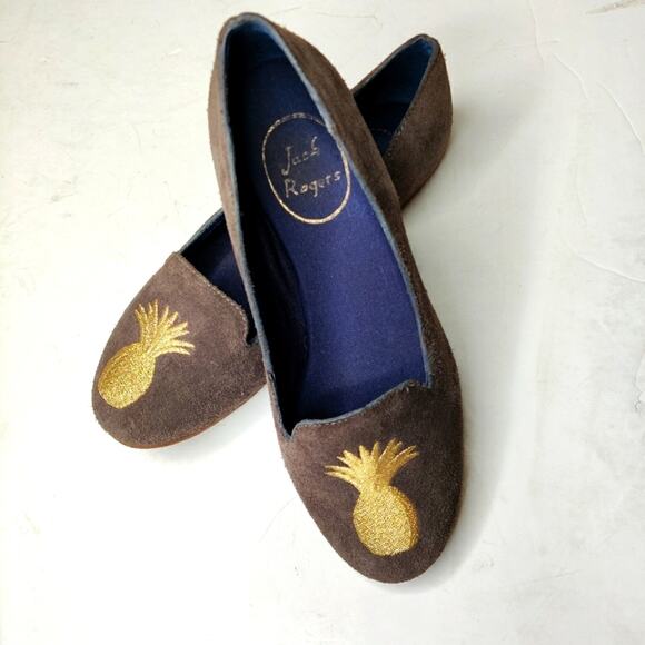 Jack Rogers Anice Suede Pineapple Flat, 5.5 - Picture 2 of 10